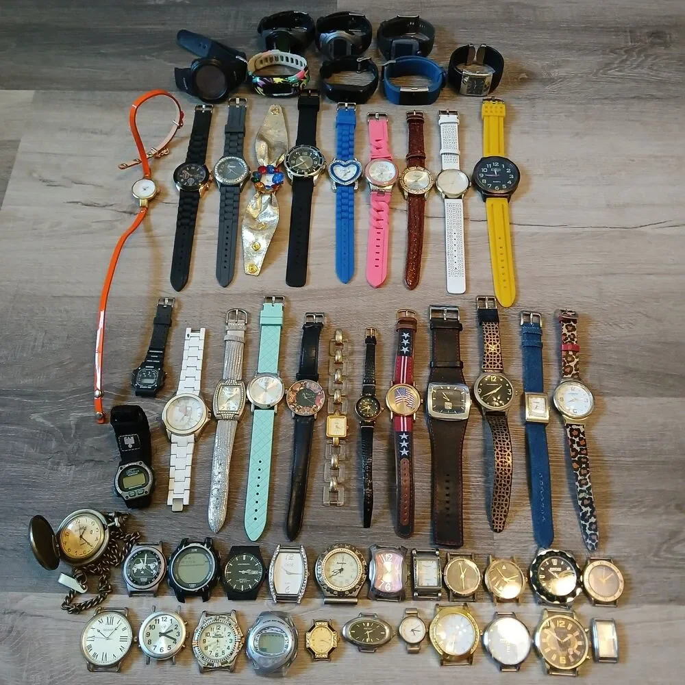 Huge Watch Lot of 50+ Mixed Brands Vintage & Modern Parts/Repair Untested-Box A6